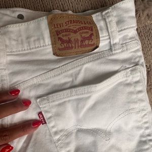 White Levi High Waisted Denim Stretchy Shorts